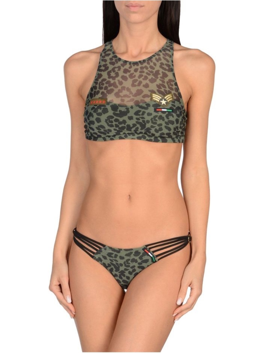 Pin-Up Stars Olive Leopard High-Neck Bikini Set